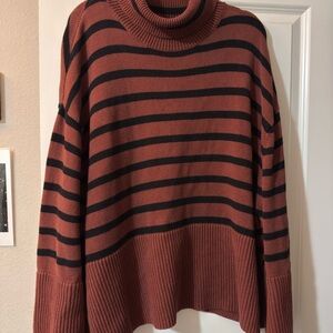 GAP Rust and Black Striped Knit Sweater
